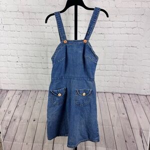 Landlubber Vintage Denim Jumper Front Pockets Button Back Size 13